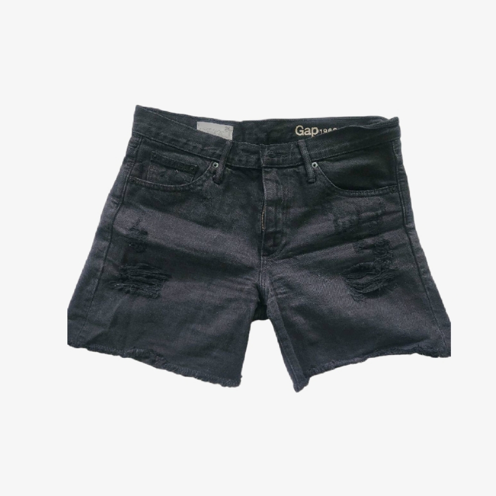 GAP Black Jean Shorts Distressed Cut-Off Style